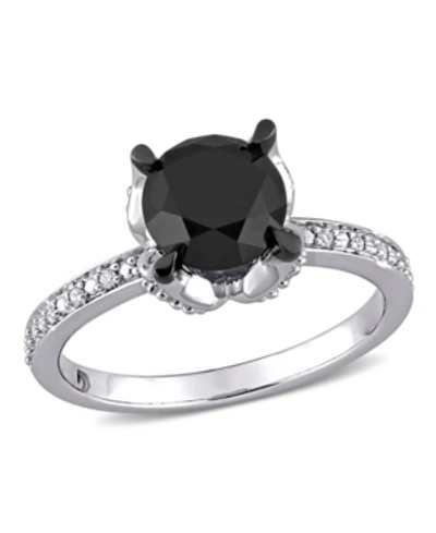 Macy's Black And White Diamond (2 Ct. T.w.) Engagement Ring In 14k White Gold
