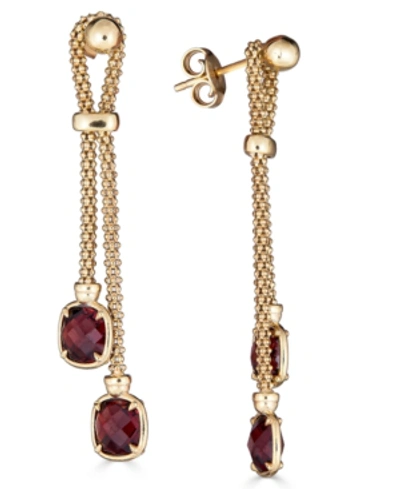 Macy's Rhodolite Garnet Dangle Drop Earrings (3-1/5 Ct. T.w.) In 18k Gold-plated Sterling Silver