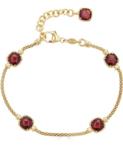 Macy's Lapis Lazuli Station Link Chain Bracelet In 14k Gold-plated Sterling Silver (also In Turquoise, Citr In Garnet