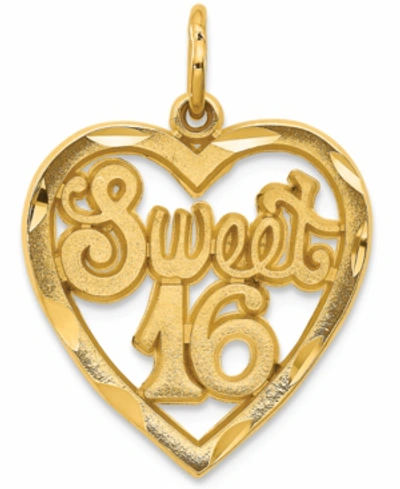 Macy's Sweet 16 Heart Charm Pendant In 14k Yellow Gold