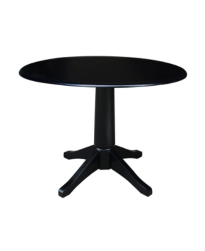 International Concepts International Concept 42" Round Dual Drop Leaf Pedestal Table In Black