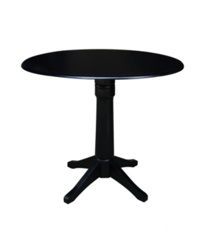 International Concepts International Concept 42" Round Dual Drop Leaf Pedestal Table In Black
