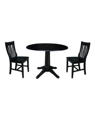 International Concepts International Concept 42" Round Top Pedestal Table With 2 Chairs In Black