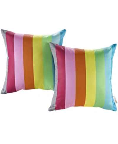 Modway Two-piece Outdoor Patio Pillow Set In Rainbow