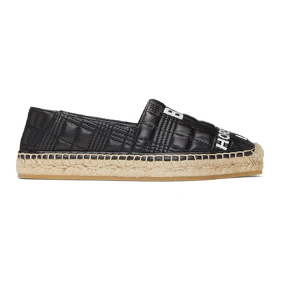 Burberry Horseferry Print Quilted Leather Espadrilles In Black