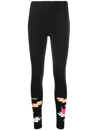 Nike Swoosh Print Leggings In Black