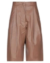 Nude Woman Shorts & Bermuda Shorts Brown Size 2 Polyurethane, Viscose