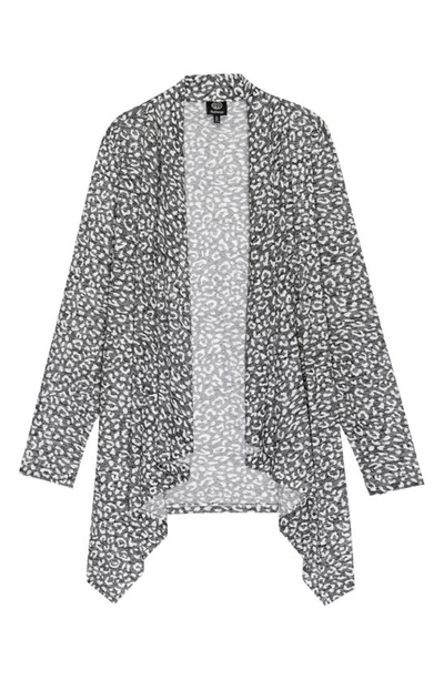 Bobeau Women's Draped Open-front Cardigan In Black Cheetah