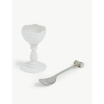 Alessi Dressed Eggcup With Egg-opening Stainless-steel Spoon In Nocolor