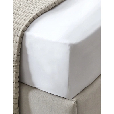 The White Company Connaught Cotton And Silk-blend Double Deep Fitted Sheet In Chalk