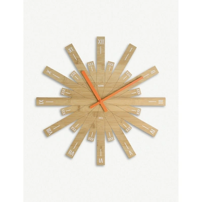 Alessi Raggiante Bamboo Wood Wall Clock 48cm In Nocolor