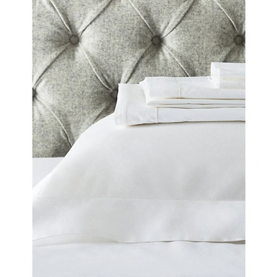 The White Company Row Cord Egyptian-cotton Double Fitted Sheet 190x140cm In White