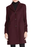 Lauren Ralph Lauren Wool Blend Reefer Coat In Burgundy2