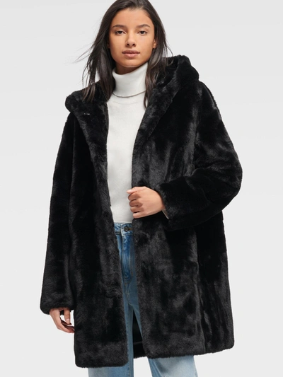 Dkny Women's Faux Fur Coat With Hood - In Black