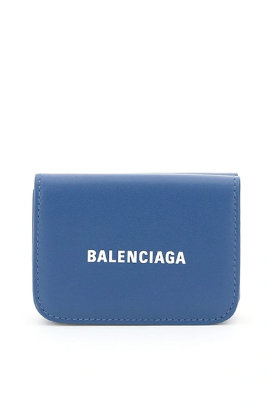 Balenciaga Cash Mini Wallet In Denim Blue