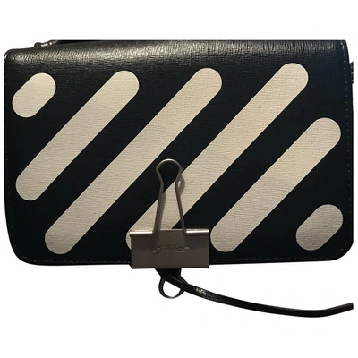 Pre-owned Off-white Binder Leather Crossbody Bag In Black