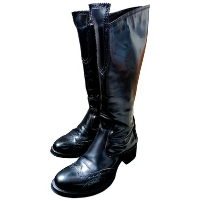 Pre-owned Bruno Bordese Leather Riding Boots In Black