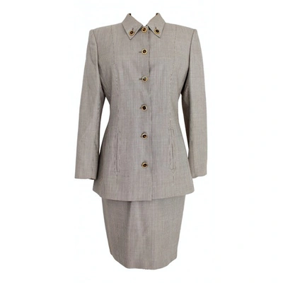Pre-owned Valentino Silk Skirt Suit In Brown