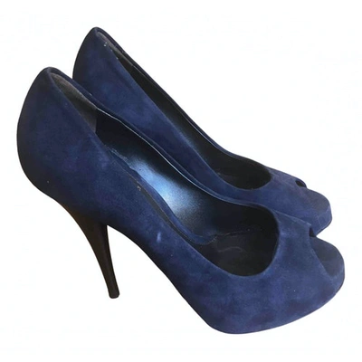 Pre-owned Fendi Navy Suede Heels