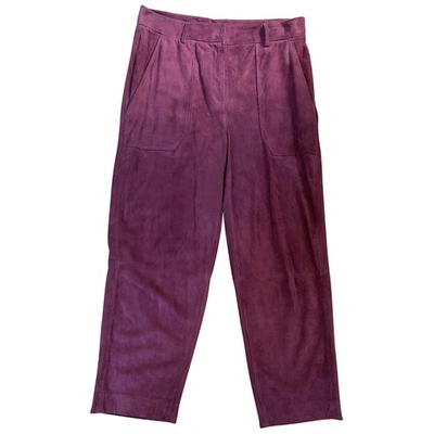 Pre-owned True Royal Leather Large Pants In Burgundy