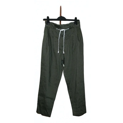 Pre-owned Marc Cain Linen Trousers In Green