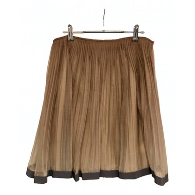 Pre-owned Patrizia Pepe Silk Mid-length Skirt In Beige