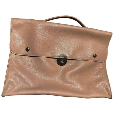 Pre-owned Longchamp Leather Satchel In Beige