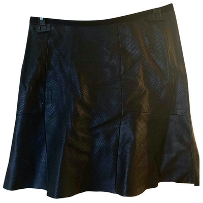 Pre-owned Sandro Leather Mini Skirt In Black