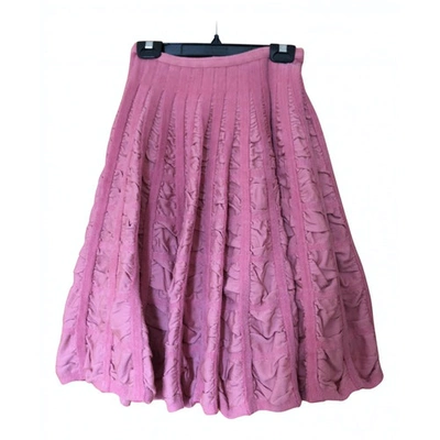 Pre-owned Alaïa Wool Mid-length Skirt In Pink
