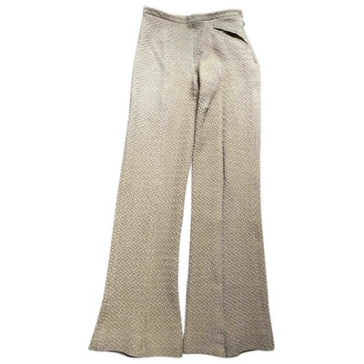 Pre-owned Giorgio Armani Silk Trousers In Beige