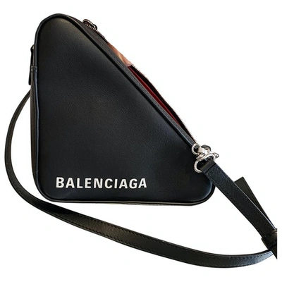 Pre-owned Balenciaga Triangle Black Leather Handbag