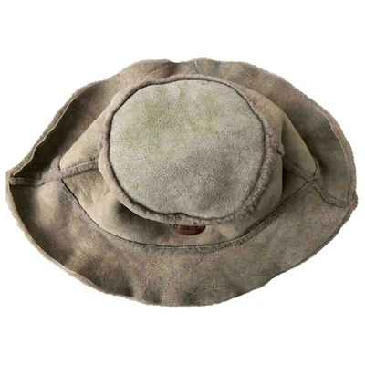 Pre-owned Celine Leather Hat In Beige