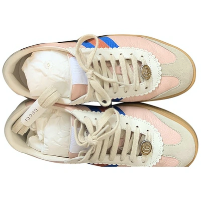 Pre-owned Gucci Screener Pink Leather Trainers