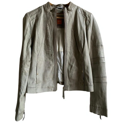 Pre-owned Hugo Boss Leather Jacket In Green