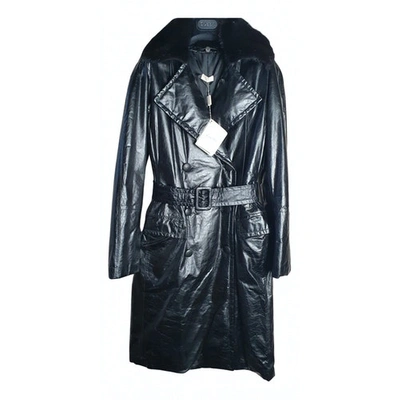 Pre-owned Cruciani Leather Coat In Black