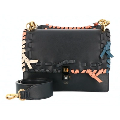 Pre-owned Fendi Kan I Navy Leather Handbag