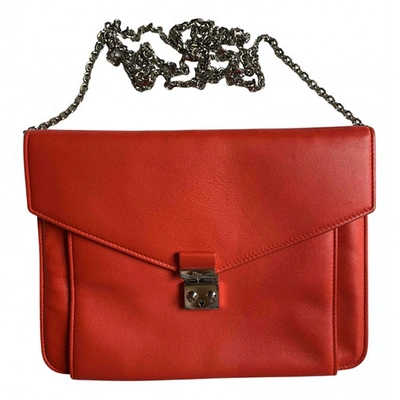 Pre-owned Dior Leather Clutch Bag In Red