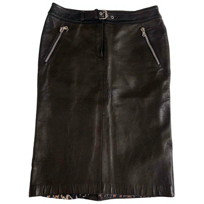 Pre-owned Dolce & Gabbana Leather Mid-length Skirt In Brown