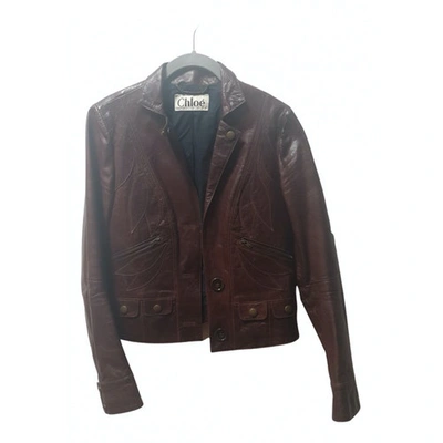 Pre-owned Chloé Leather Jacket In Brown