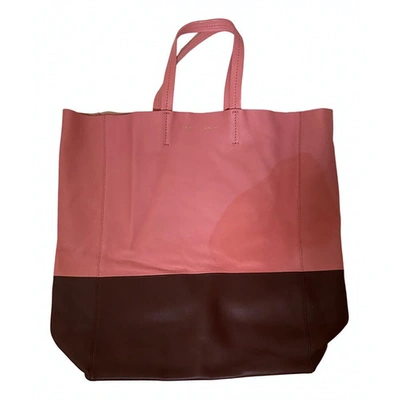 Pre-owned Celine Cabas Leather Tote In Pink