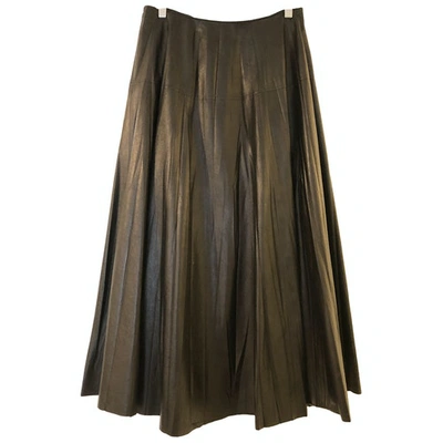 Pre-owned Gucci Leather Mid-length Skirt In Black
