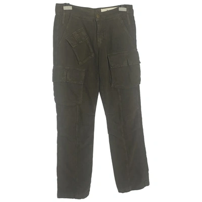 Pre-owned Closed Trousers In Khaki