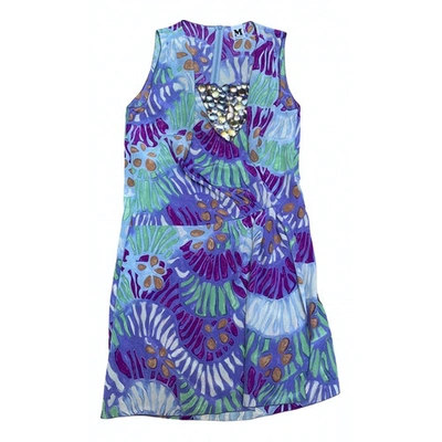 Pre-owned M Missoni Silk Mid-length Dress In Blue