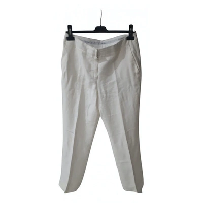 Pre-owned Max Mara Linen Trousers In White