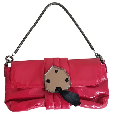Pre-owned Lanvin Patent Leather Clutch Bag In Pink