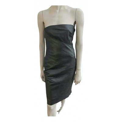 Pre-owned Ralph Lauren Leather Mid-length Dress In Metallic