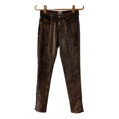 Pre-owned Reiss Slim Pants In Gold