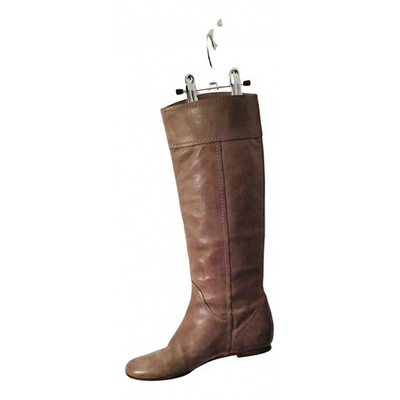 Pre-owned Chloé Leather Biker Boots In Camel