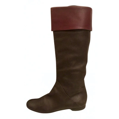 Pre-owned Giuseppe Zanotti Leather Riding Boots In Brown