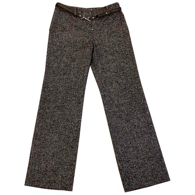 Pre-owned Dior Wool Straight Pants In Grey